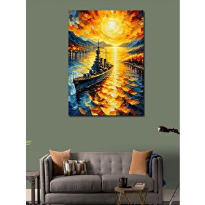 Kanvas Tablo Gün Batımı Ve Gemi 50x70 cm