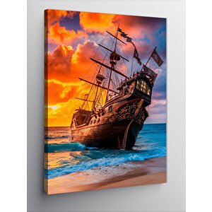 Kanvas Tablo Kumsaldaki Gemi 100x140 cm