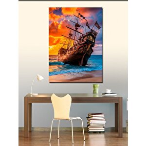 Kanvas Tablo Kumsaldaki Gemi 100x140 cm