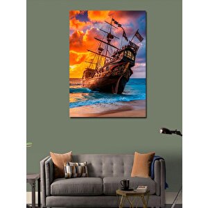 Kanvas Tablo Kumsaldaki Gemi 100x140 cm
