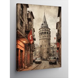 Kanvas Tablo Retro İstanbul Galata Kulesi 70x100 cm