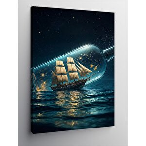 Kanvas Tablo Şişedeki Gemi 70x100 cm