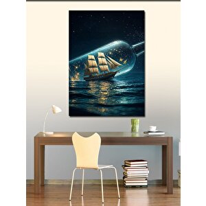 Kanvas Tablo Şişedeki Gemi 70x100 cm