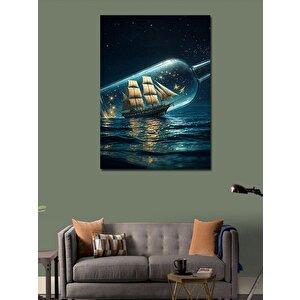 Kanvas Tablo Şişedeki Gemi 70x100 cm