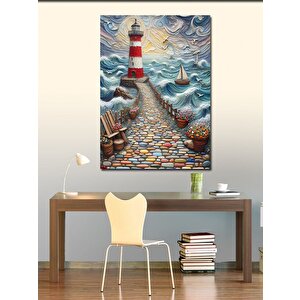Kanvas Tablo Deniz Feneri Ve  İskele 70x100 cm