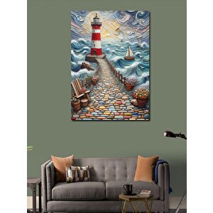 Kanvas Tablo Deniz Feneri Ve  İskele 70x100 cm