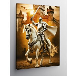 Kanvas Tablo Beyaz Atlı Şovalye 50x70 cm
