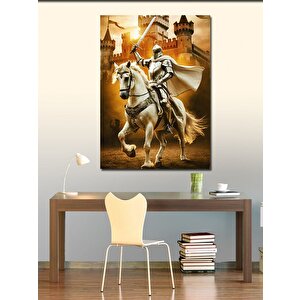 Kanvas Tablo Beyaz Atlı Şovalye 50x70 cm