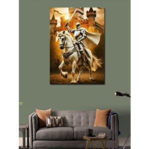 Kanvas Tablo Beyaz Atlı Şovalye 50x70 cm