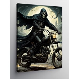 Kanvas Tablo Kapşonlu Motorcu İskelet 50x70 cm