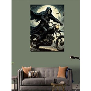 Kanvas Tablo Kapşonlu Motorcu İskelet 50x70 cm