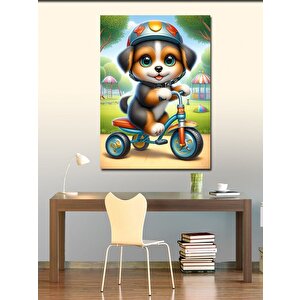 Kanvas Tablo Bisiklet Süren Köpek 70x100 cm