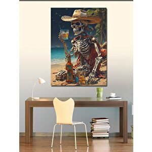 Kanvas Tablo Viski İçen İskelet 70x100 cm