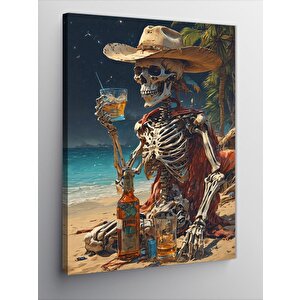 Kanvas Tablo Viski İçen İskelet 50x70 cm