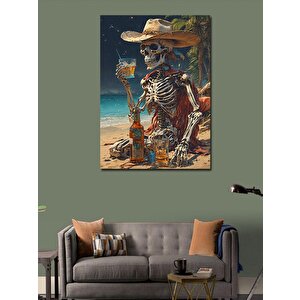 Kanvas Tablo Viski İçen İskelet 50x70 cm