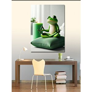 Kanvas Tablo Yoga Yapan Kurbağa 50x70 cm