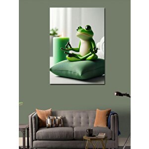 Kanvas Tablo Yoga Yapan Kurbağa 50x70 cm