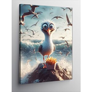 Kanvas Tablo Patates Kızartması Yiyen Kuş 70x100 cm