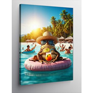 Kanvas Tablo Tatil Yapan Kurbağa 70x100 cm