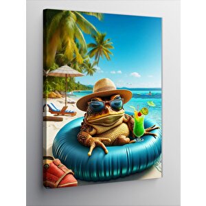 Kanvas Tablo Tatil Yapan Kurbağa 50x70 cm