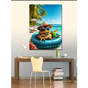 Kanvas Tablo Tatil Yapan Kurbağa 50x70 cm