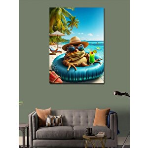 Kanvas Tablo Tatil Yapan Kurbağa 50x70 cm