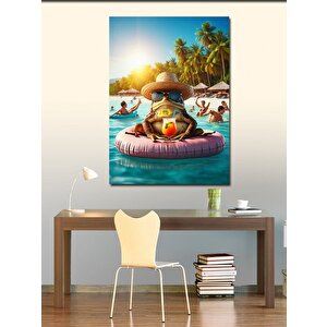 Kanvas Tablo Tatil Yapan Kurbağa 100x140 cm