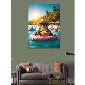 Kanvas Tablo Tatil Yapan Kurbağa 100x140 cm