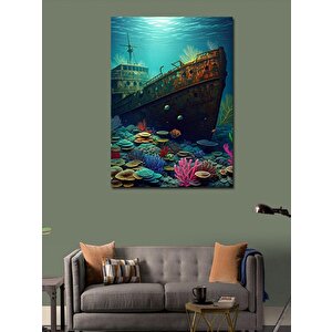 Kanvas Tablo Denizin Altındaki Gemi Enkazı 70x100 cm