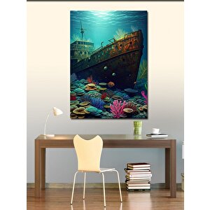 Kanvas Tablo Denizin Altındaki Gemi Enkazı 100x140 cm