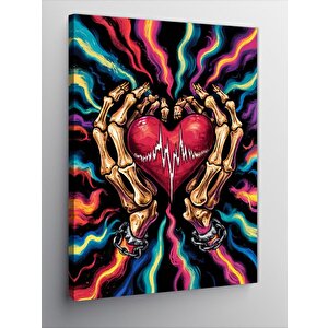 Kanvas Tablo İskelet Eller Ve Kalp 50x70 cm