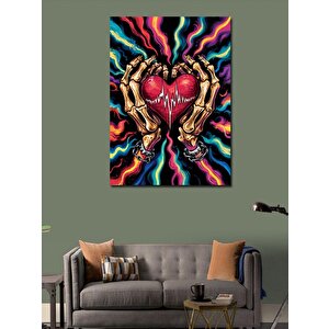 Kanvas Tablo İskelet Eller Ve Kalp 50x70 cm