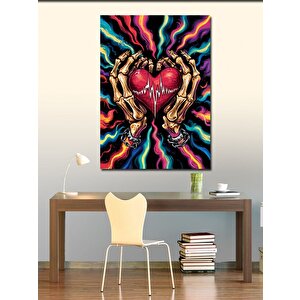 Kanvas Tablo İskelet Eller Ve Kalp 100x140 cm