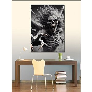 Kanvas Tablo Uzun Saçlı İskelet 100x140 cm