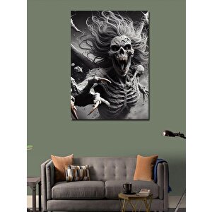 Kanvas Tablo Uzun Saçlı İskelet 100x140 cm