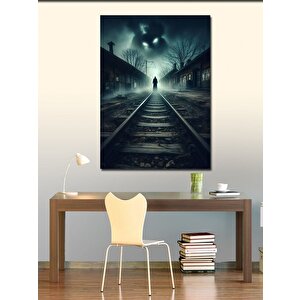 Kanvas Tablo Tren Rayındaki Korkunç İskelet 50x70 cm