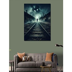 Kanvas Tablo Tren Rayındaki Korkunç İskelet 50x70 cm