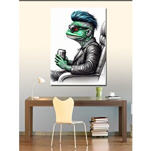Kanvas Tablo Deri Ceketli Kurbağa 70x100 cm