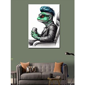 Kanvas Tablo Deri Ceketli Kurbağa 70x100 cm
