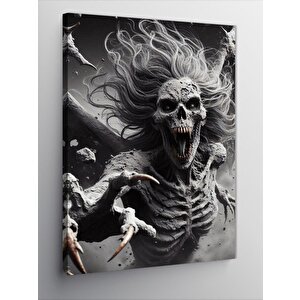 Kanvas Tablo Uzun Saçlı İskelet 70x100 cm