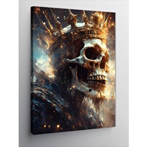Kanvas Tablo Kral Taçlı İskelet Kral 70x100 cm