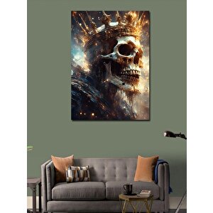 Kanvas Tablo Kral Taçlı İskelet Kral 70x100 cm