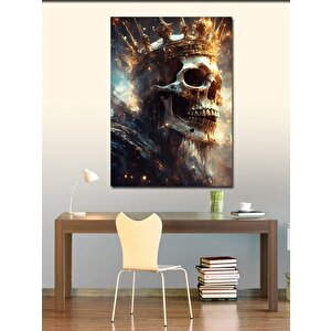 Kanvas Tablo Kral Taçlı İskelet Kral 100x140 cm