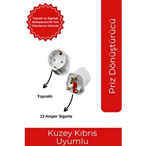 Kuzey Kıbrıs Uyumlu Priz Dönüştürücü – Seyahat Adaptörü