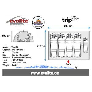 Evolite Trip Xl Monodome 4+1 Kişilik Kamp Çadırı