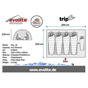Evolite Trip Xl Monodome 4+1 Kişilik Kamp Çadırı