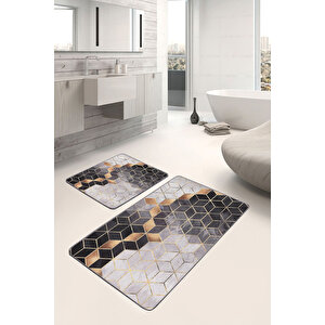 Renkli Doğal Pamuklu 2'li Banyo&mutfak Paspas Seti 60x100 50x60 Cm