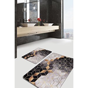 Renkli Doğal Pamuklu 2'li Banyo&mutfak Paspas Seti 60x100 50x60 Cm