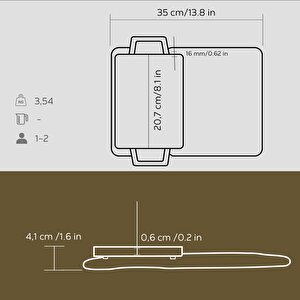 Lava Döküm Dikdörtgen Çift Yön Izgara Ve Düz Yüzey Hot Plate Kayın Servis Ahşabı Ölçü 22x15cm.
