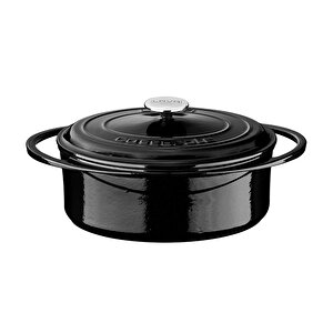 Döküm Oval Tencere Döküm Demir Kapak Heritage Serisi Ölçü 22x28cm. Siyah